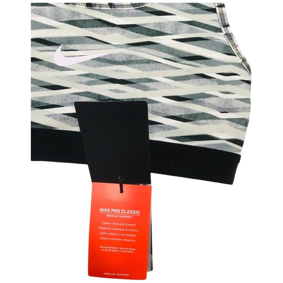 New Nike Pro Criss Cross Bra Top Dry Fit Workout Logo Athletic Geometric Gray S - Picture 4 of 16